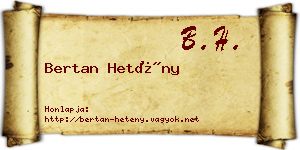 Bertan Hetény névjegykártya